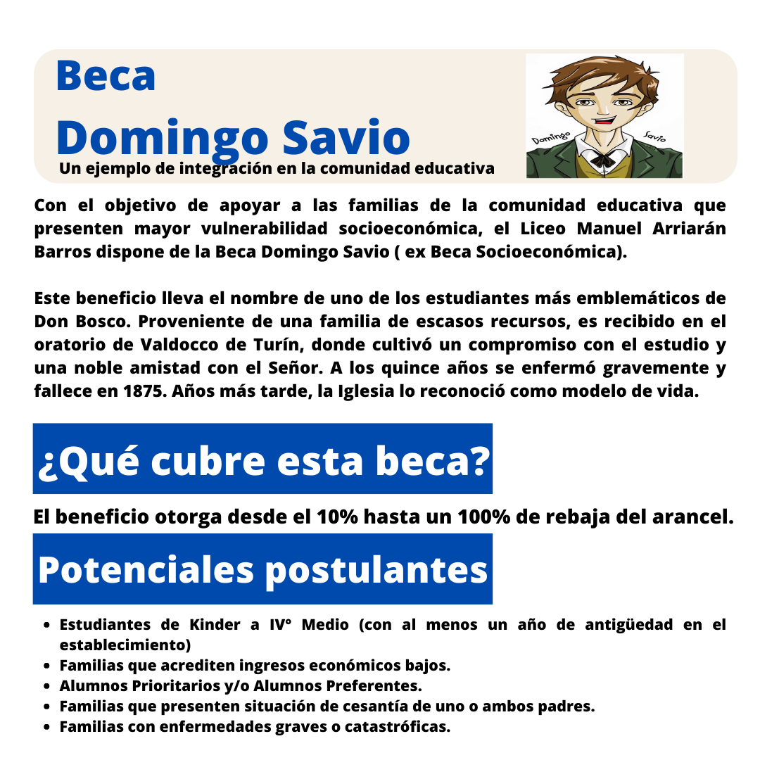 Beca Domingo Savio info web